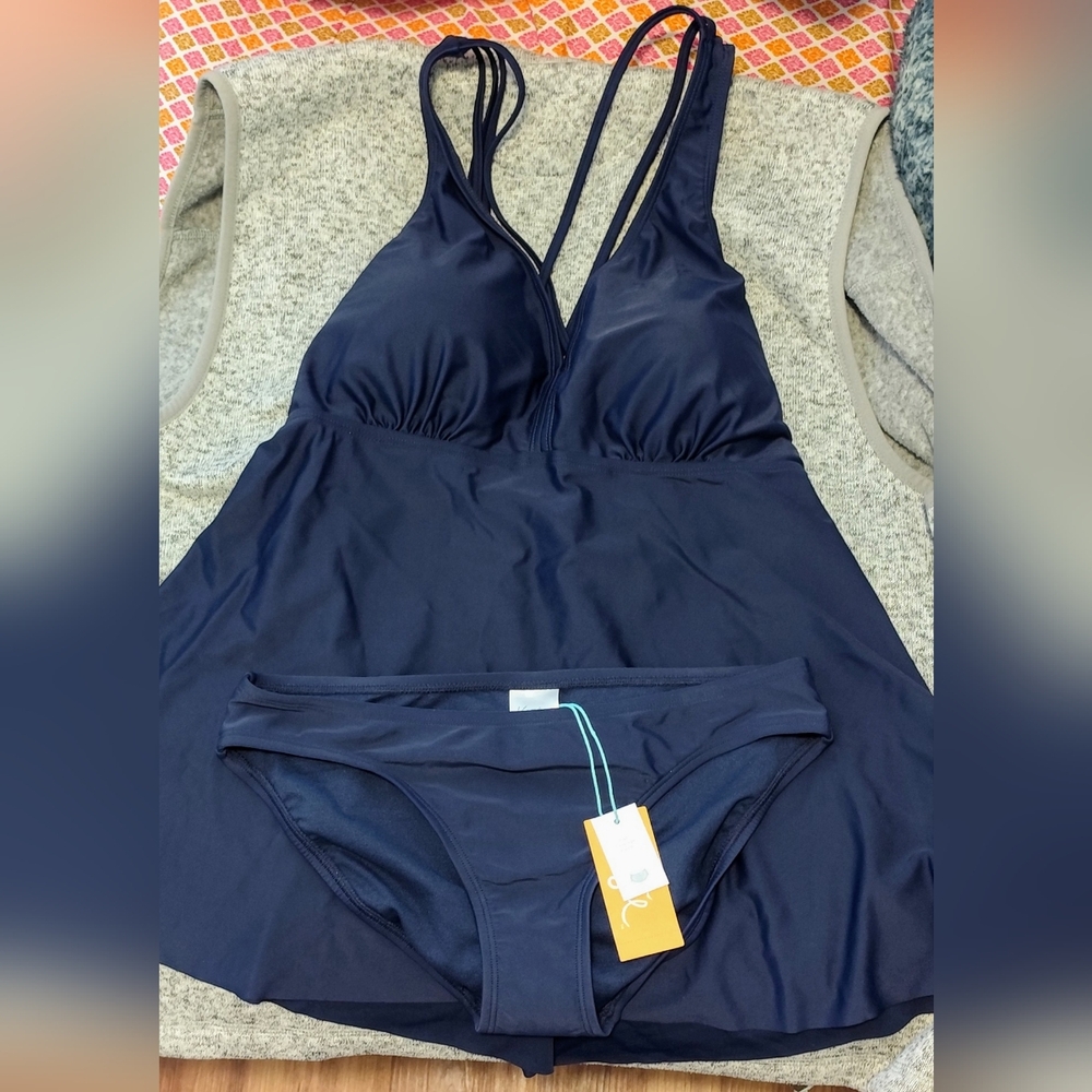 Navy Blue Two-Piece Swimsuit
